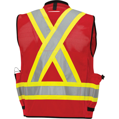 6678 Veste d'arpenteur antimicrobienne haute visibilit&eacute; avec dos en maille, Rouge, Petit, Polyester NRZ Safety Inc.