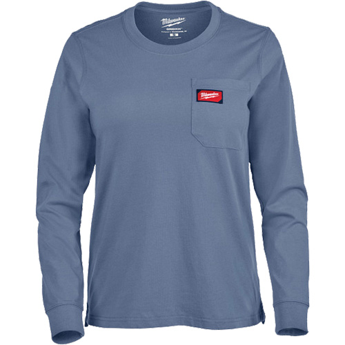 GRIDIRON Long Sleeve Pocket T-Shirt, Women's, X-Small, Blue NRZ Safety Inc.