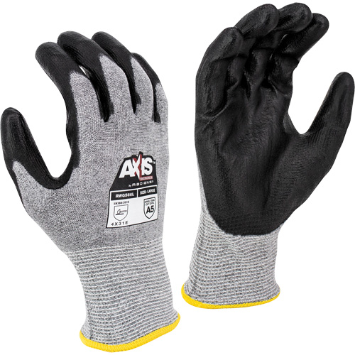RWG566 AXIS Cut Protection Touchscreen Work Glove, Size X-Large, 18 Gauge, Polyurethane Coated, Stainless Steel/HPPE Shell, ASTM ANSI Level A5/EN 388 Level E NRZ Safety Inc.