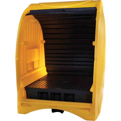 Palette contre les d&eacute;versements &agrave; couvercle dur pour 4 barils, 68,11" lo x 61,61" la x 83,07" h, Capacit&eacute; de charge 1433 lb NRZ Safety Inc.