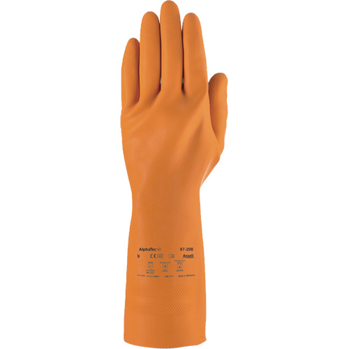 AlphaTec&reg; 87-208 Heavy-Duty Chemical-Resistant Gloves, Size 7, 12.8" L, Rubber Latex, Cotton/Flock-Lined Inner Lining, 29.5-mil NRZ Safety Inc.