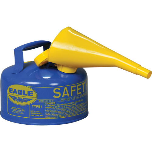 Safety Can for Kerosene with Funnel, Type I, Galvanized Steel, 1 US gal., Blue, FM Approved/UL/ULC Listed NRZ Safety Inc.