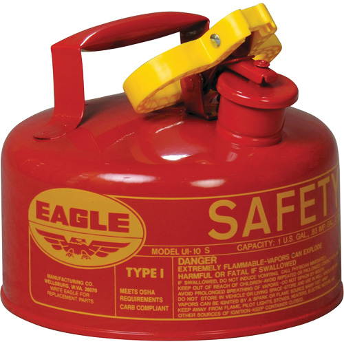 Safety Can for Flammables, Type I, Galvanized Steel, 1 US gal., Red, FM Approved/UL/ULC Listed NRZ Safety Inc.
