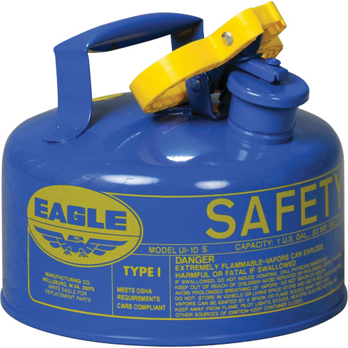 Safety Can for Kerosene, Type I, Galvanized Steel, 1 US gal., Blue, FM Approved/UL/ULC Listed NRZ Safety Inc.