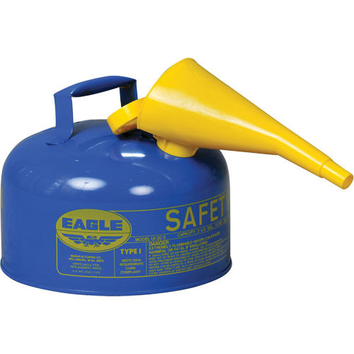 Safety Can for Kerosene with Funnel, Type I, Galvanized Steel, 2 US gal., Blue, FM Approved/UL/ULC Listed NRZ Safety Inc.