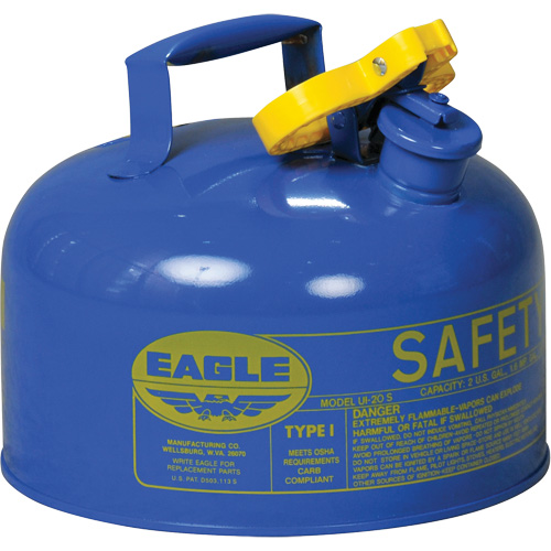Safety Can for Kerosene, Type I, Galvanized Steel, 2 US gal., Blue, FM Approved/UL/ULC Listed NRZ Safety Inc.