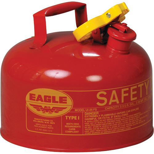 Safety Can for Flammables, Type I, Galvanized Steel, 2.5 US gal., Red, FM Approved/UL/ULC Listed NRZ Safety Inc.