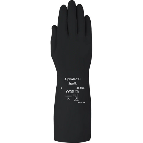 Gants d,usage moyen r&eacute;sistants aux produits chimiques AlphaTec 38001PP, Taille 8, 14" lo, Caoutchouc butyle, 14 mils NRZ Safety Inc.