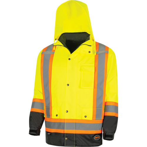 5057 Pioneer&reg; Yukon 7-in-1 Waterproof Winter Safety Parka, Polyester, Black/High Visibility Lime-Yellow, X-Small NRZ Safety Inc.