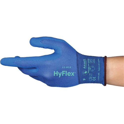 HyFlex&reg; 11-814 Gloves, Size 6/X-Small, 18 Gauge, Foam Nitrile Coated, Nylon/Spandex Shell, ASTM ANSI Level A1/EN 388 Level 1/EN 388 Level A NRZ Safety Inc.