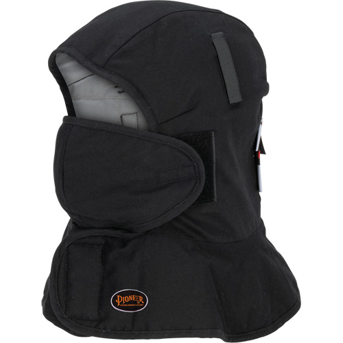 Pioneer 765A Flame-Resistant Quilted Hard Hat Liner with Long Neck & Detachable Mouthpiece, Black/Grey, Cotton/FR-Tech&reg;/Modacrylic/Nylon NRZ Safety Inc.