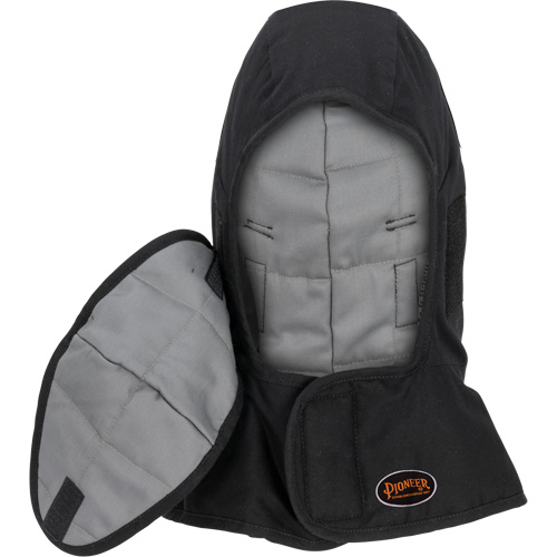 Pioneer 765A Flame-Resistant Quilted Hard Hat Liner with Long Neck & Detachable Mouthpiece, Black/Grey, Cotton/FR-Tech&reg;/Modacrylic/Nylon NRZ Safety Inc.