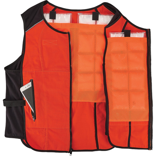 Veste de refroidissement &agrave; changement de phase l&eacute;g&egrave;re avec sachets de recharge Chill-Its 6260, 2T-grand/3T-grand, Orange NRZ Safety Inc.