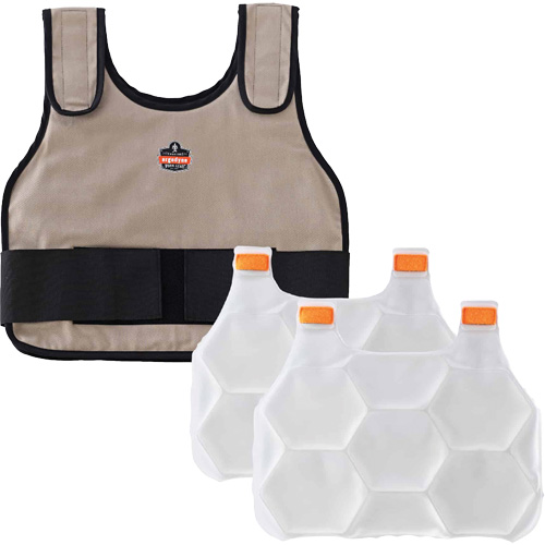 Veste de refroidissement &agrave; changement de phase standard avec sachets de recharge Chill-Its 6230, Petit/Moyen, Khaki NRZ Safety Inc.