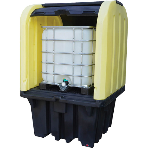 Palette anti-d&eacute;versement jaune &agrave; couvercle rigide roulant, 65" lo x 65" la x 101" h, Capacit&eacute; de charge 5000 lb NRZ Safety Inc.