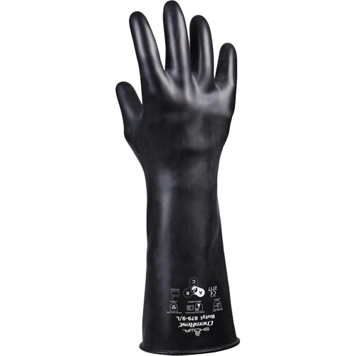 879 Acid-Resistant Gloves, Size X-Large/10, 14" L, Butyl Rubber, 28-mil NRZ Safety Inc.