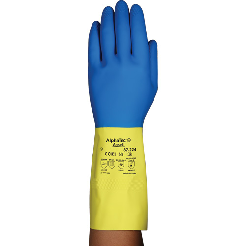 Alphatec&reg; 87-224 Chemical-Resistant Gloves, Size 7, 12.8" L, Neoprene/Rubber Latex, Cotton/Flock-Lined Inner Lining, 26.8-mil NRZ Safety Inc.