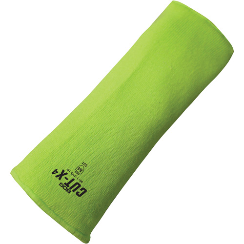Cut-X&reg; Cut-Resistant Sleeve, Fibreglass/Polyethylene, 16", ASTM ANSI Level A4, High Visibility Lime NRZ Safety Inc.