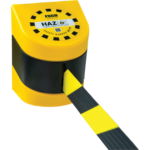 Syst&egrave;me de barri&egrave;re de s&eacute;curit&eacute; HAZLOK, Plastique, Fixation magn&eacute;tique, 30', Ruban Noir et jaune NRZ Safety Inc.