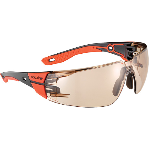 Lunettes de s&eacute;curit&eacute; RUSH+ 2.0 avec monture noire et rouge, M/G, Lentille Cuivre, Antibu&eacute;e/Anti-&eacute;gratignures, ANSI Z87+ NRZ Safety Inc.