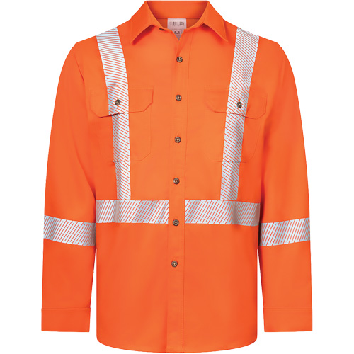 Chemise de travail haute visibilit&eacute; &agrave; bandes segment&eacute;es 7 oz de luxe Avenger, Style 652, Hommes, 4T-Grand (grande taille), Orange NRZ Safety Inc.
