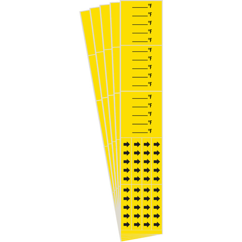 Marqueurs de tuyau avec espace vierge suivi du symbole °F , Autocollant, 2-1/4" h x 14" la, Noir sur jaune NRZ Safety Inc.