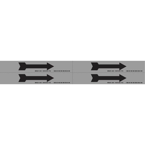 Marqueur de tuyau  Arrow, Autocollant, 1-1/8" h x 7" la, Noir sur aluminium NRZ Safety Inc.