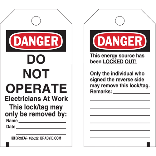 &eacute;tiquettes de verrouillage, Plastique, 3" la x 5-1/2" h, Anglais NRZ Safety Inc.