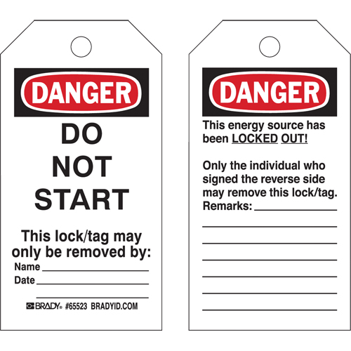 &eacute;tiquettes de verrouillage, Plastique, 3" la x 5-1/2" h, Anglais NRZ Safety Inc.