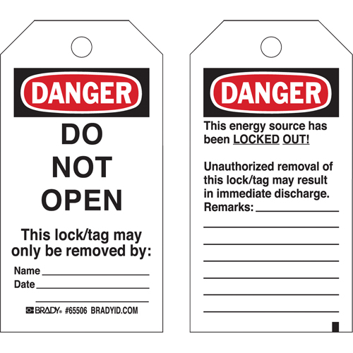 &eacute;tiquettes de verrouillage, Papier cartonn&eacute;, 3" la x 5-3/4" h, Anglais NRZ Safety Inc.