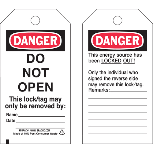 &eacute;tiquettes de verrouillage, Plastique, 3" la x 5-3/4" h, Anglais NRZ Safety Inc.
