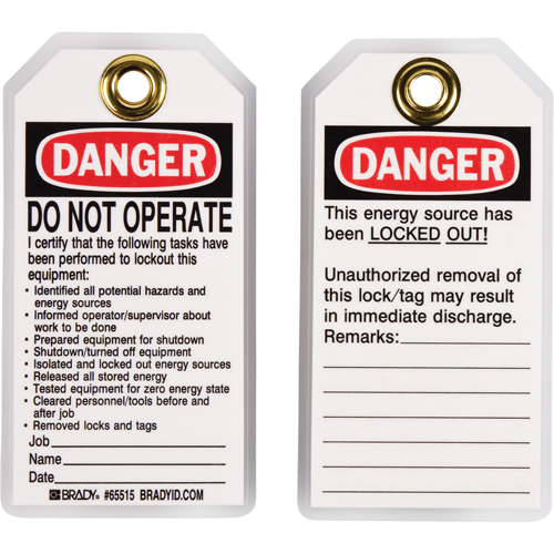 &eacute;tiquettes de verrouillage, Plastique, 3" la x 5-1/2" h, Anglais NRZ Safety Inc.