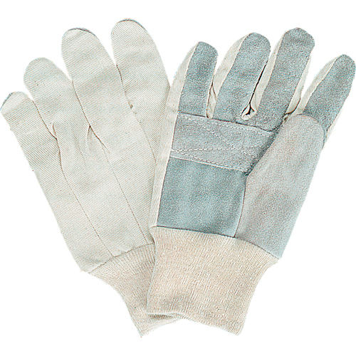 Gants de travail d'usage standard, Grand, Paume en Cuir de vache refendu NRZ Safety Inc.