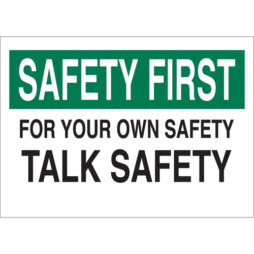 "Talk Safety" Sign, 10" x 14", Aluminum, English NRZ Safety Inc.