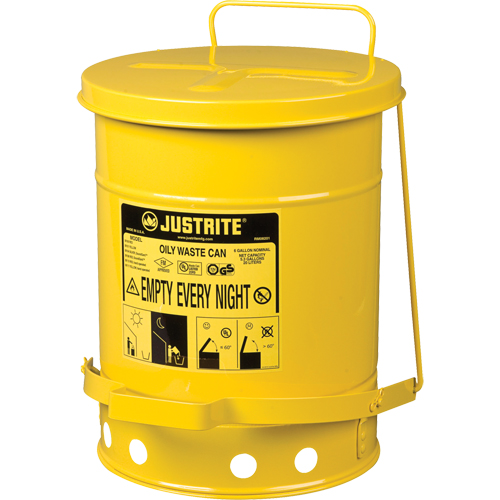 Contenants pour d&eacute;chets huileux, Homologu&eacute; FM/List&eacute; UL, 6 gal. US, Jaune NRZ Safety Inc.