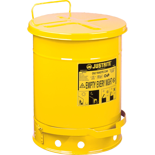 Contenants pour d&eacute;chets huileux, Homologu&eacute; FM/List&eacute; UL, 14 gal. US, Jaune NRZ Safety Inc.