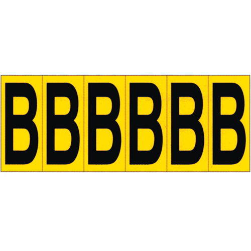 Rep&egrave;res adh&eacute;sifs &agrave; lettres individuelles, B, 2-15/16" h, Noir sur jaune NRZ Safety Inc.