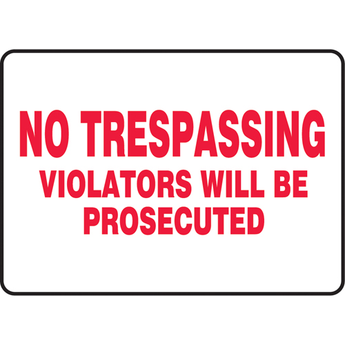 "No Trespassing" Sign, 7" x 10", Vinyl, English NRZ Safety Inc.