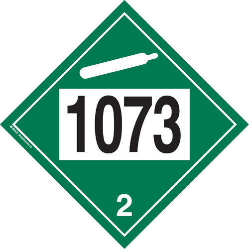 Plaque-&eacute;tiquette TMD 1073 pour gaz ininflammable oxyg&egrave;ne liqu&eacute;fi&eacute;, Plastique NRZ Safety Inc.