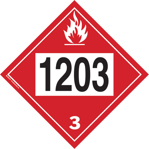 Plaque-&eacute;tiquette TMD 1203 pour liquide inflammable essence & essence-alcohol, Plastique NRZ Safety Inc.