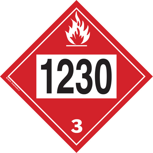 Plaque-&eacute;tiquette TMD 1230 pour m&eacute;thanol, Plastique NRZ Safety Inc.