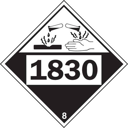 Plaque-&eacute;tiquette TMD 1830 pour mat&eacute;riaux corrosifs acide sulfurique, Plastique NRZ Safety Inc.