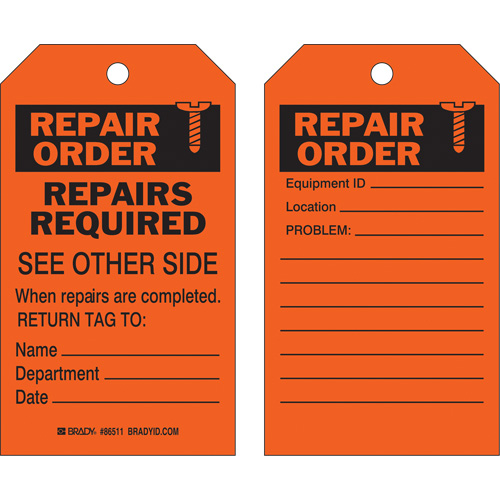 &eacute;tiquette pour les r&eacute;parations de s&eacute;curit&eacute;, Polyester, 4" la x 7" h, Anglais NRZ Safety Inc.