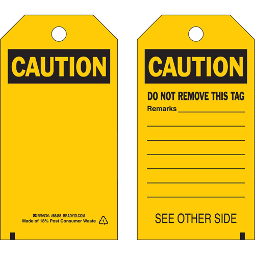 Self-Laminating Safety Tags, Polyester, 4" W x 7" H, English NRZ Safety Inc.
