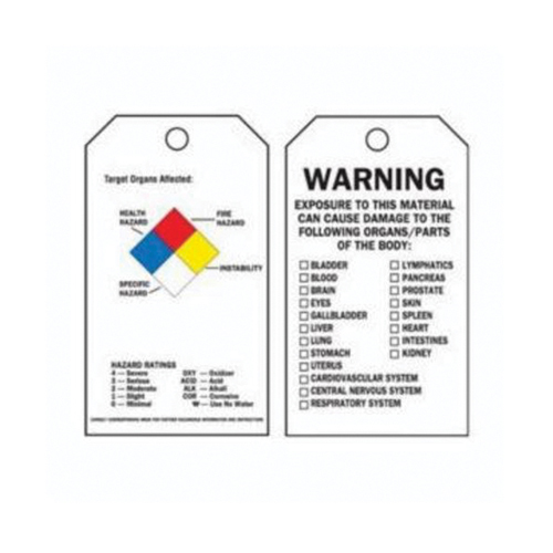 Right-To-Know Tags, Polyester, 3" W x 5-3/4" H, English NRZ Safety Inc.