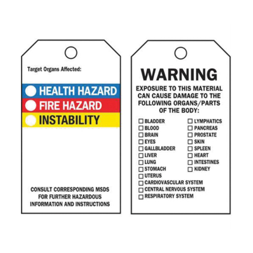Self-Laminating Right-To-Know Tags, Polyester, 3" W x 5-3/4" H, English NRZ Safety Inc.