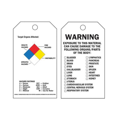 Self-Laminating Right-To-Know Tags, Polyester, 3" W x 5-3/4" H, English NRZ Safety Inc.