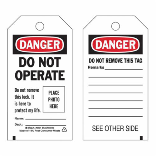 Self-Laminating "Do Not Operate" Tags, Polyester, 3" W x 5-3/4" H, English NRZ Safety Inc.