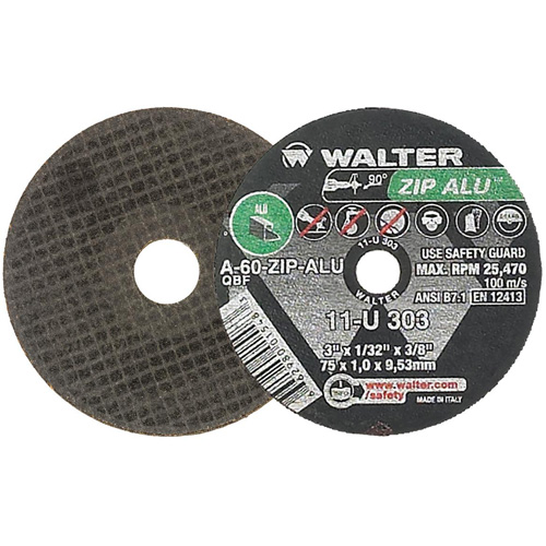 Meule ZIP ALU, 3" x 1/32", Arbre de 3/8", Type 1, Oxyde d'aluminium, 25470 Tr/min NRZ Safety Inc.