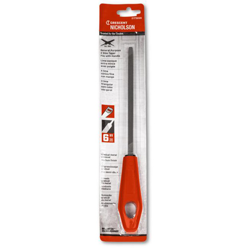 Extra Slim Taper File with Red Handle, Triangle, 6", Single NRZ Safety Inc.